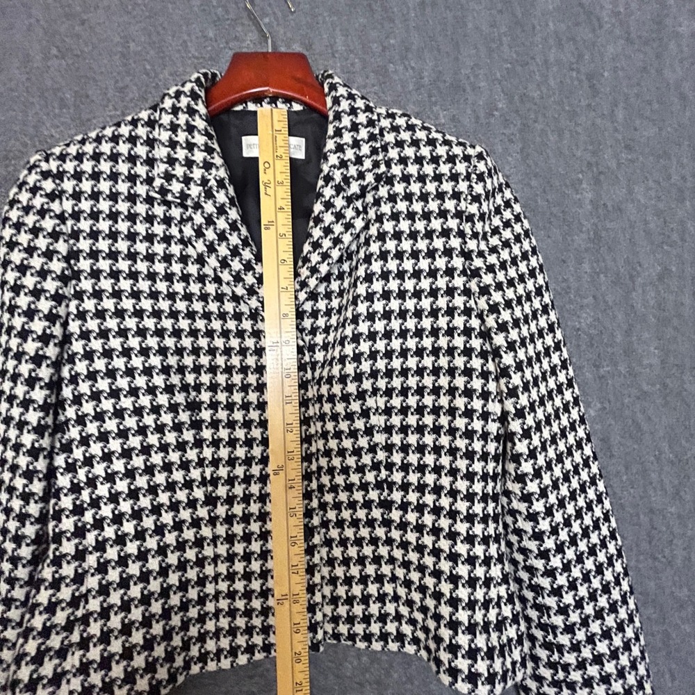 Petite Sophisticate Houndstooth Blazer Jacket Sz 8‎ Italy Classic Tweed Timeless - Picture 3 of 10